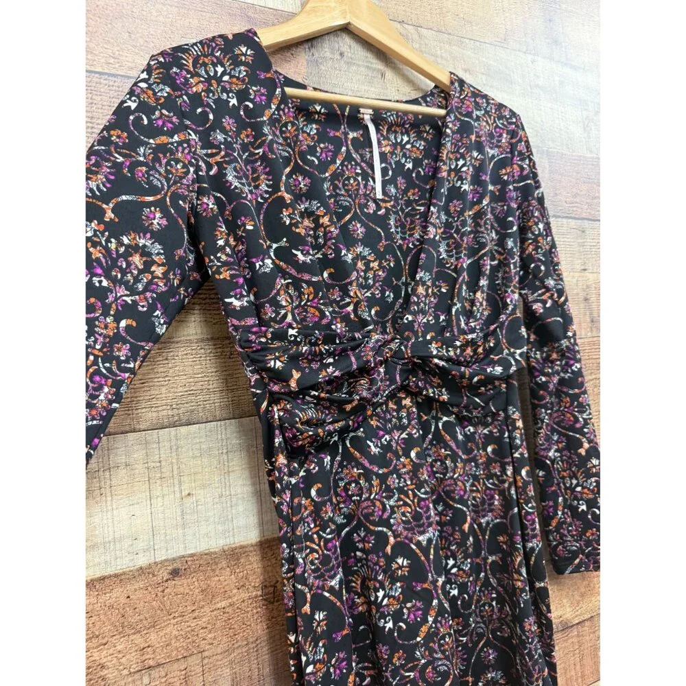 Free People Printed Knit Long Sleeve Dress Medium - Picture 6 of 11
